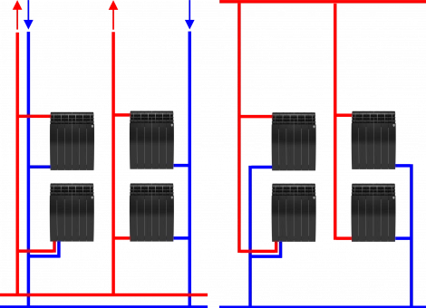Вертикальное(по стоякам) подключение радиаторов отопления